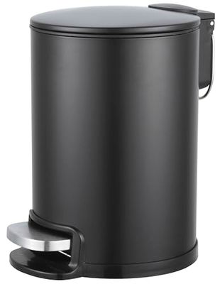 Amig - Poubelle de salle de bain à pédale 3 litres Mod. Tacto - Couleur noire - Ouverture hygiénique sans contact - Ø16,8 x 25,5 cm - Acier inoxydable laqué