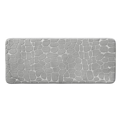 Douceur d'Intérieur, Tapis de Bain (50 x 120 cm) Ricochet Gris Clair, Microfibre Unie Relief