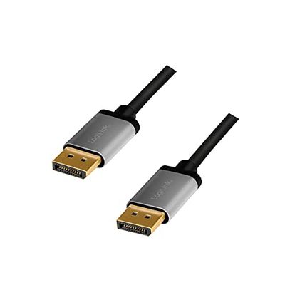 Logilink CDA0100 Câble de connexion DisplayPort 4K/60 Hz, aluminium, noir/gris, 1 m
