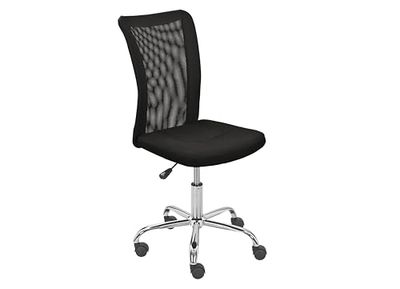 Inter Link - Silla de oficina para niños - ergonómica giratoria - Altura regulable - Base de metal cromado - Funda de tela Mesh transpirable - Giratoria 360 - Negro - Bonnie