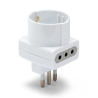 VELAMP ADAPT-3-10S Adaptador triplo 1 tomada Schuko 10/16A + 2 tomadas 10A. Tomada 10A, 1 unidade