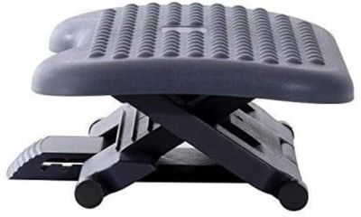 HOMCOM Footrest Adjustable Height & Angle Tilting Platform Home Office Foot Rest Charcoal Grey