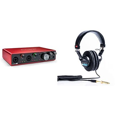 Focusrite Scarlett - Interfaccia audio USB di terza generazione & Sony MDR-7506 Cuffie Stereo, Dinamiche Professionali, Driver da 40 mm, Adattore 3.5mm / 6.3mm, Nero