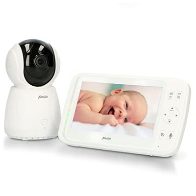 Alecto Moniteur numérique pour bébé DVM-275 (100% sans interférence), avec caméra contrôlable, Longue portée jusqu'à 300 mètres, 12,7 cm, Blanc