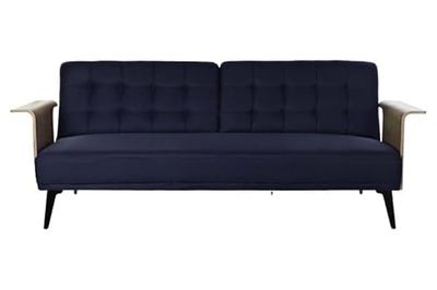 DRW Sofa Cama 2 plazas abatible Azul Oscuro Madera eucalipto 203x87x81 cm