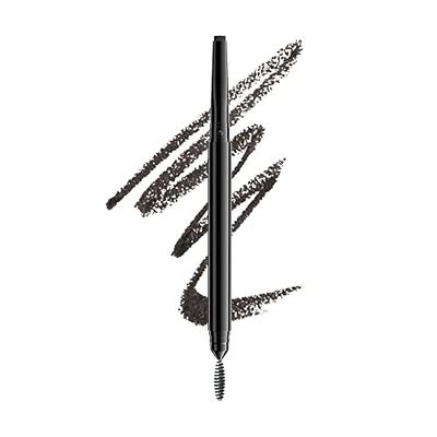 NYX Professional Makeup Lápis de sobrancelhas Precision Brow Pencil, dois lados: lápis de sobrancelhas e escova espiral, fórmula vegana, Tom: Black