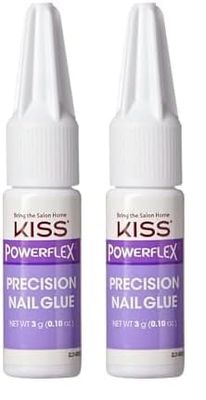 KISS Powerflex Precision Nail Glue, Flex Formula for Ultra Hold of False Nails, Instantly Repairs Breaks and Tears (Pack of 2)