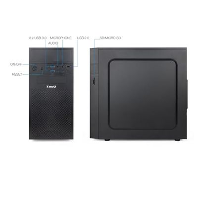 Caja minitorre MATX, 2xUSB 3.0, diseño Compacto, ventilación eficiente, Ideal para PC de Escritorio y Gaming.