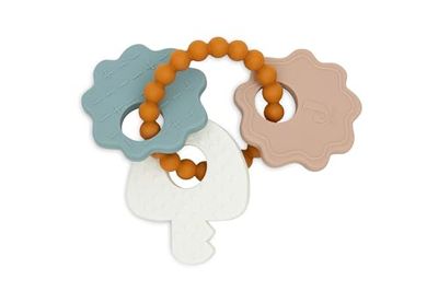 Jollein Bijtring baby sleutelhanger - Lovely Birds - Baby grijpling - 100% siliconen - tandhulp - babyspeelgoed