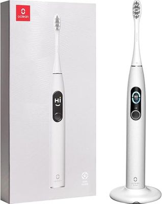 Oclean X Pro Elite Brosse à Dents Électrique, Écran Tactile Intelligent Silencieux 45db, 4 Modes & 32 Niv d'intensité, 35 Jours d'autonomie, Minuteur et APP, IPX7, Gris Cadeau Noël