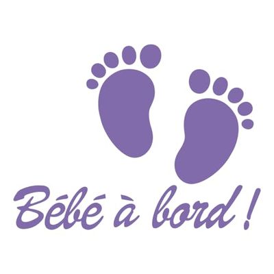 Ambiance Sticker Autocollant de Voiture Vitres Bébé à Bord Autocollant avec Petits Pieds de Bébé Lavande - H20 x L15 cm