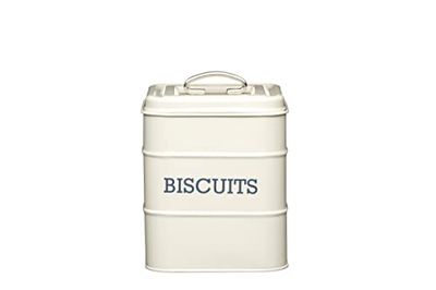 KitchenCraft Living Nostalgia Lata de metal para bolachas, hermética, 14,5 x 19 cm, creme antigo