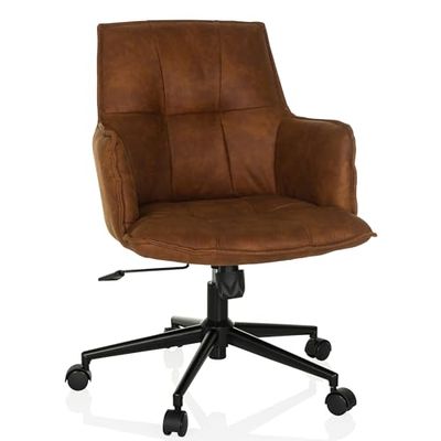 hjh LIVING Homeoffice krzesło tapicerowane SOLAO Life krzesło biurowe, krzesło obrotowe z regulacją wysokości, obicie materiałowe brązowe