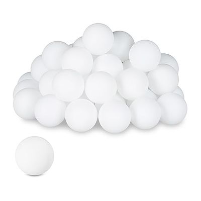 Relaxdays beer pong balletjes, set van 100, kunststof, pingpongballen zonder opdruk, tafeltennisballetjes, Ø 40 mm, wit