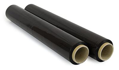 OFITURIA Pellicola nera per imballaggio da 50 cm x 200 metri di lunghezza – rotolo di pellicola elastica manuale per imballaggio industriale – 2 pezzi