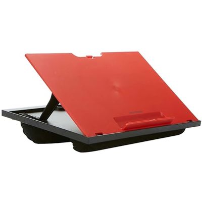Mind Reader Lap Desk Laptop Stand, Bed Tray, Collapsible, Cushion, Portable, Dorm, Plastic, 14.75" L x 11" W x 7.3" H, Red