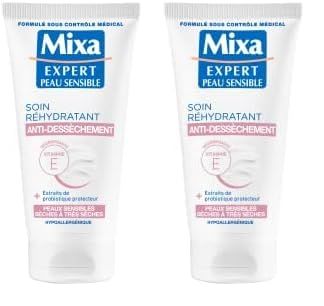 Mixa Expert Peau Sensible - Soin Réhydratant Antidessèchement à l'Extrait d'Avoine + Karité Nutritif - 50 ml (Lot de 2)