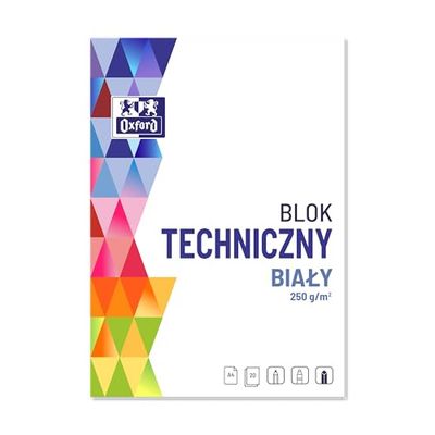 Bloc technique Oxford A4 10 feuilles blanc 1 pièce 250g/m2