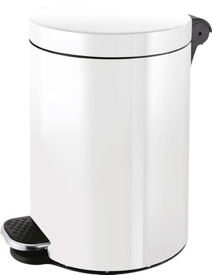 Helit H2404105 - zilverionen pedaalbak "the knight", 5 liter, wit