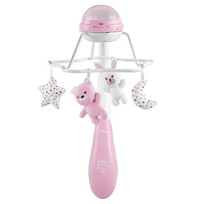 CHICCO First Dreams Rainbow Musical Carrousel, 3-in-1 pasgeborenen carrousel met rustgevende melodieën en regenboogprojectie, met 4 zachte hangers, compatibel met Next2Me wegen, 0 maanden+, roze