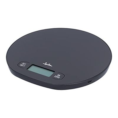 JATA HBAL1208 Digitale keukenweegschaal zonder batterij, hoge nauwkeurigheid, tot 15 kg, LCD-display, tarra-functie, met timer en klok, afmetingen: 20,5 x 19,5 x 1,5 cm