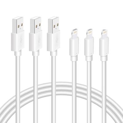 Quntis Lot de 3 câbles de charge pour iPhone - 2 m - Certifié MFi - USB A vers Lightning - Pour iPhone 14 13 12 11 Pro Max mini SE 2020 X XR XS Max 8 Plus 7 6 5S 5E iPad Air Mini Airpods - Blanc