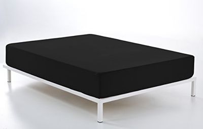 Bajera ajustable color negro - Cama de 180 (alto 28 cm) - 50% algodón / 50% poliéster - 144 hilos