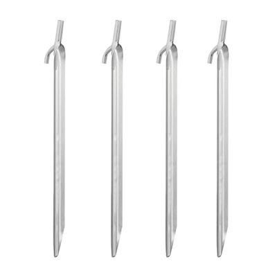 Relaxdays Piquetas de Camping, Set de 4, Estacas Tienda de Campaña, Clavijas Suelo, 30 cm, Acero Resistente, Plateado, 30 x 2,5 x 2 cm
