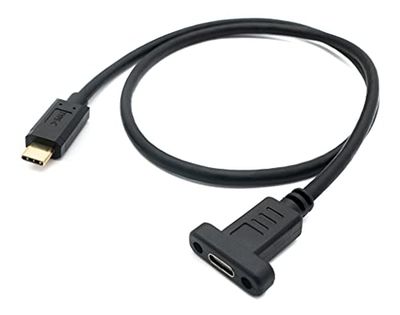 System-S USB 3.1 kabel 50 cm type C stekker naar bus schroef adapter in zwart