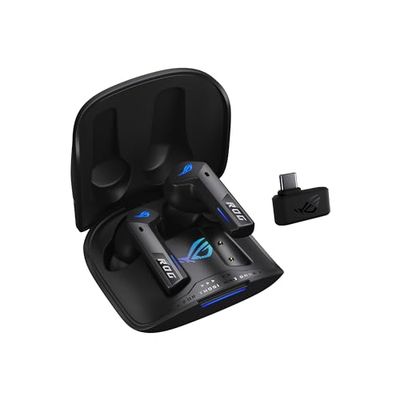 ASUS ROG Cetra True Wireless Speednova Cuffie Gaming Senza Fili, Tecnologia Wireless ROG SpeedNova, Audio 24 bit 96 kHz, Microfoni IA a Conduzione Ossea, ANC, Fino a 46 Ore di Autonomia, Nero
