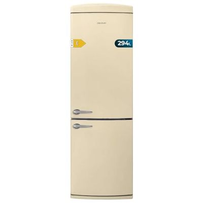Cecotec Frigorífico Combi 2 Puertas Retro de 294 L Bolero CoolMarket Combi Origin 294 Beige E. Altura 190 cm y 60 de Ancho, Total No Frost, Multi Cooling, Ultra Fresh, Convertible Box, Beige