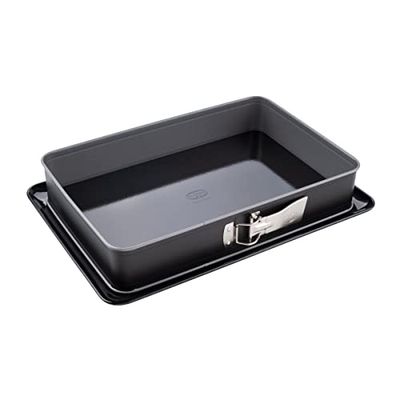 Dr. Oetker Molde Desmontable 38 x 25 x 7 cm, Acero con Revestimiento Antiadherente de Cuidada Calidad, Color Gris y Negro, 1 Unidad
