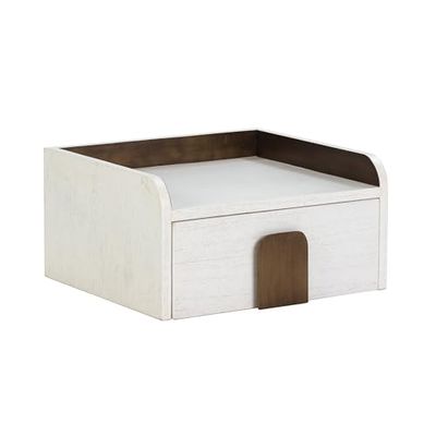 MESITA DE NOCHE 46X41X24 MADERA BLANCO/METAL DORADO