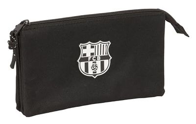safta F.C.Barcelona Chica Trousse Triple pour Enfants, idéale pour Les Enfants d'âge Scolaire, Confortable et Polyvalente, qualité et résistance, 22 x 3 x 12 cm, Couleur Noire, Noir, Estándar,