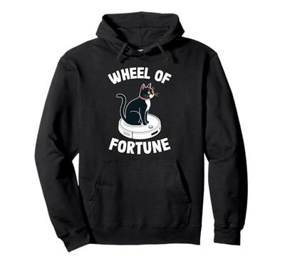 Wheel Of Fortune Cat On Robot Vacuum Cleaner Cat Pullover Hoodie