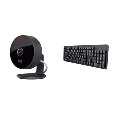 Logitech Circle View-beveiligingscamera met & Trust ODY II Draadloos toetsenbord, stil,