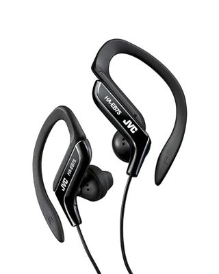 JVC HA-EB75-BN-U Auricolari Sport con Clip Regolabile, Ideali per l'utilizzo in palestra o corsa, Antisudore e Antischizzo (IPX2), Cavo lungo 1,2 m con plug compatibile con iPhone, Nero