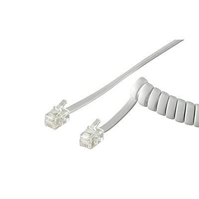 Goobay 50246 telefoonkabel RJ10 stekker telefoonkabel spiraalkabel telefoonstekker RJ10 kabel vaste telefoon kabel wit 2 m
