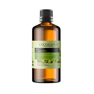 Oxxigena Olio di Neem Biologico Vergine Puro al 100% - 500 ml - Spremuto a Freddo - Idratante, Ricostituente, Ideale per Capelli, Pelle - Vegano, senza OGM
