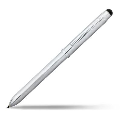 Cross Tech3+ Refillable Twist-Action Metal Multifunction Ballpoint Pen with Stylus/Pencil/Eraser, Medium Ballpoint, includes Premium Gift Box and Assorted Ink Cartridges, 1 Pack, Lustrous Chrome