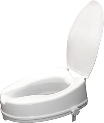 Aidapt 100mm (4") Elevation Raised Comfortable Toilet Seat with Lid Easy Fit White