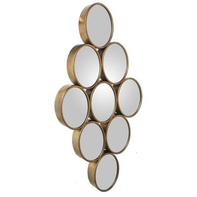Alexandra House Living Wandspiegel, goudkleurig, metaal, cirkels, 9 x 71 x 39 cm