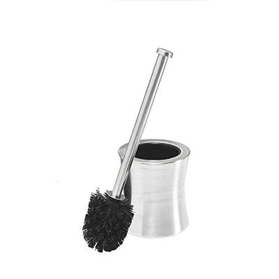 Bath Bliss Juego de escobilla y Soporte para Inodoro con Forma de Cristal de Hora, Cepillo Resistente, Acero Inoxidable 201, Plateado