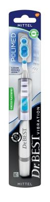 Dr.BEST Vibration Polimed Cepillo de dientes mediano (1 unidad), para un rendimiento de limpieza 9 veces mejor en el borde de las encías