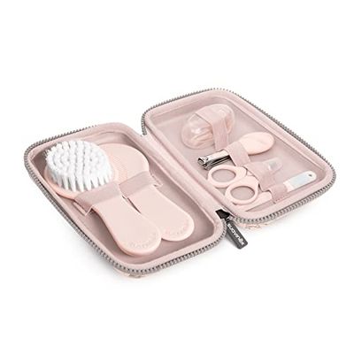 Suavinex, babyvårds-set, komplett och bärbar necessär, manikyrset, innehåller: borste och kam tandborste sax fil nagelklippare, 6 delar, rosa