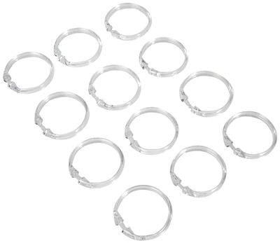 WENKO Anneaux pour rideaux gros transparent set de 12 - Set de 12 unités, Plastique, 6 x 6 cm, Transparent