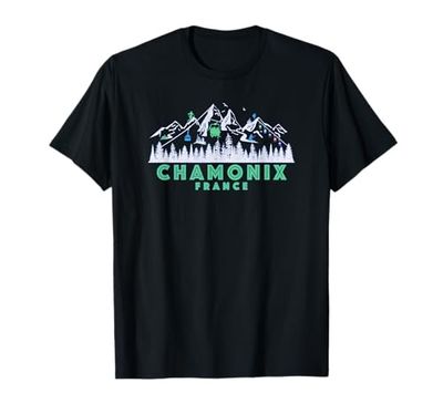Retro Chamonix, France Illustration – Vintage Snow Ski Maglietta