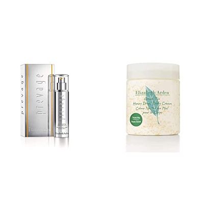 Elizabeth Arden Prevage Face Advanced Anti- Aging Serum 50 ml & Elizabeth Arden Green Tea Honey Drops Crema Hidratante Corporal con Té Verde y Gotas de Miel Natural, 500 ml