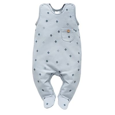 Pinokio Baby Sleepsuit Charlie, 95% katoen, 5% elataan blauw met diamanten, uniseks maat 56-68 (62), blauw, 62 cm