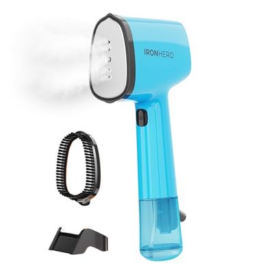 Cecotec IronHero V-1500 Essential Blue, verticaal strijkijzer met keramische zool, vermogen 1500 W, continue stoom 25 g/min, snel opwarmen, desinfecteert, reinigt en verzorgt je kleding